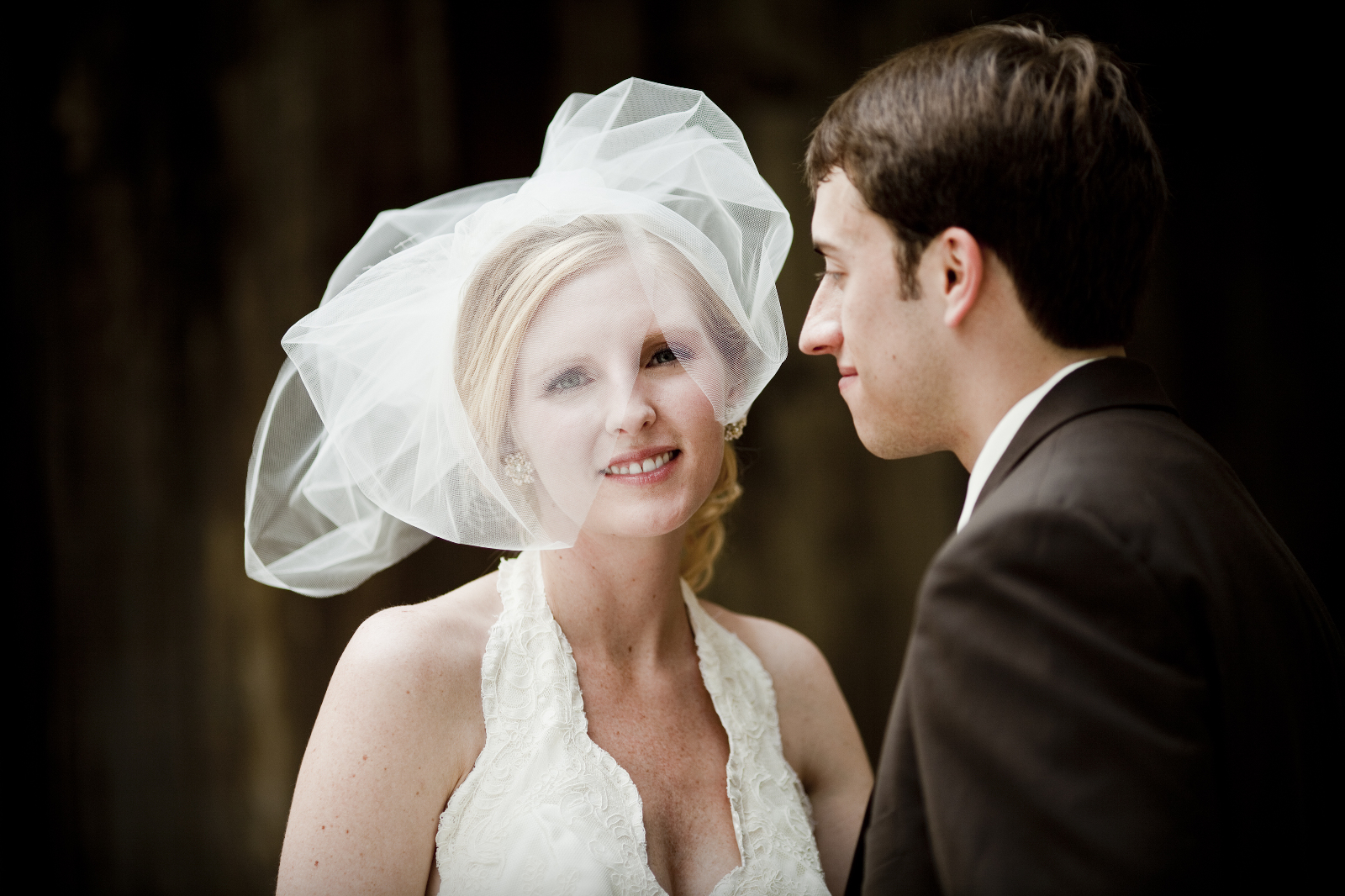 kentucky bride in birdcage veil