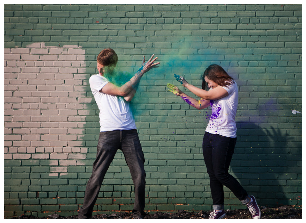 holi festival color powder engagement