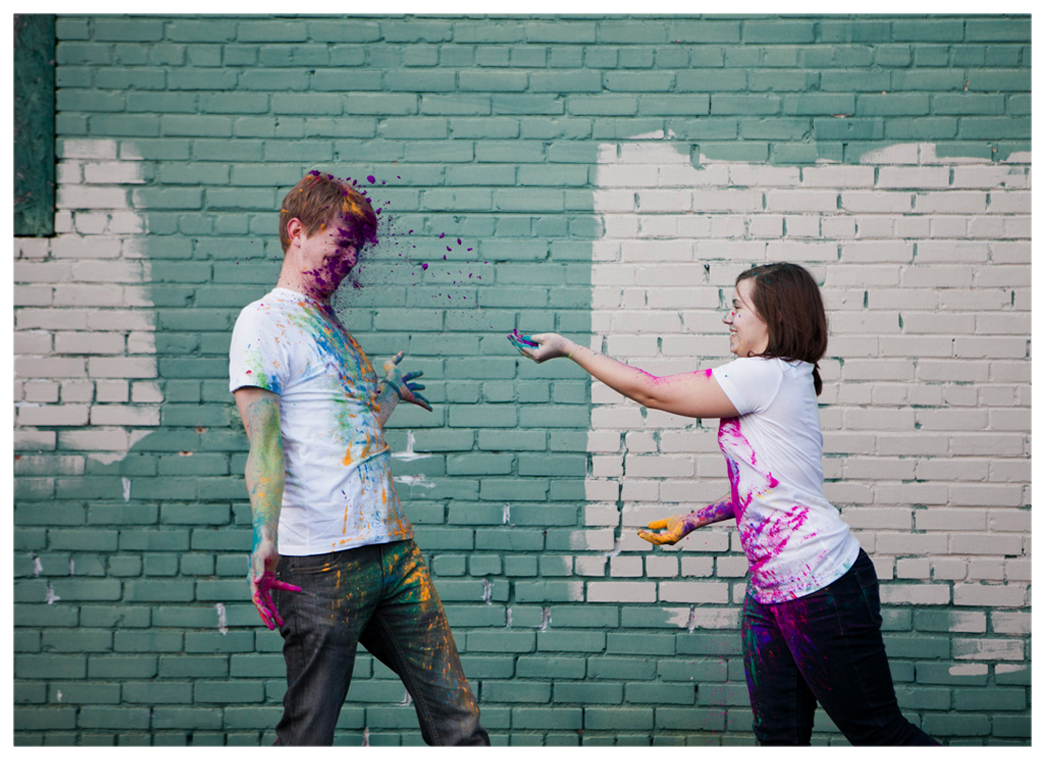 holi festival color powder engagement