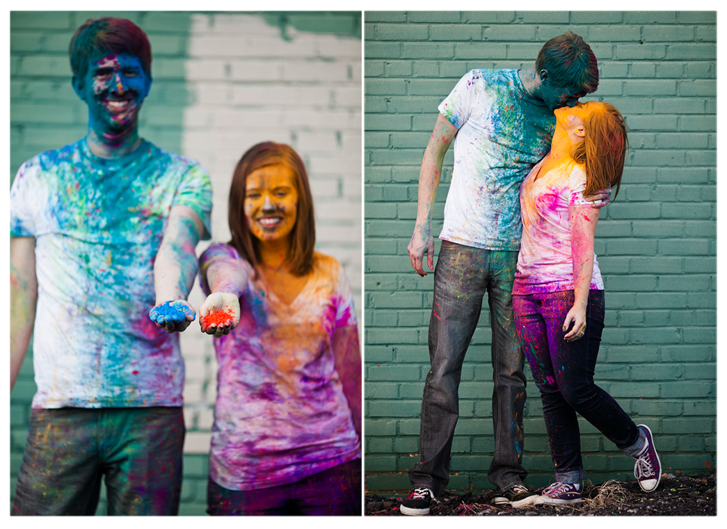 holi festival color powder engagement