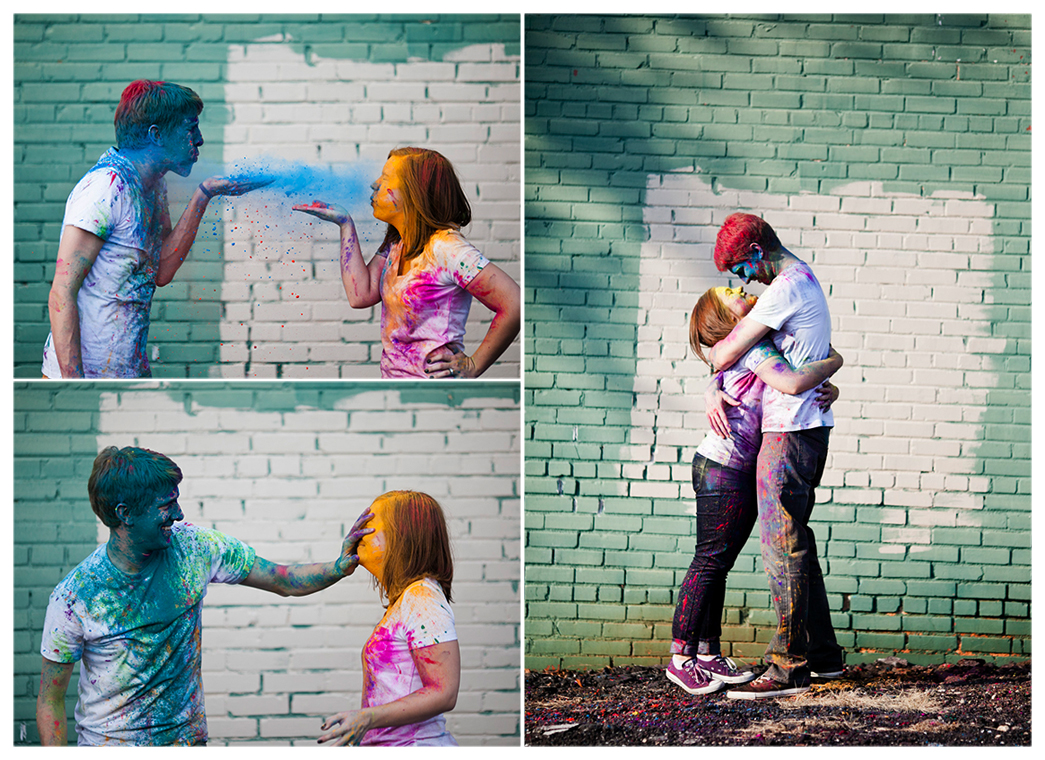 holi festival color powder engagement