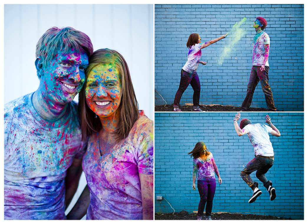 holi festival color powder engagement