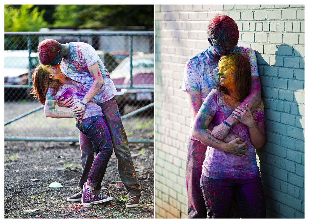 holi festival color powder engagement