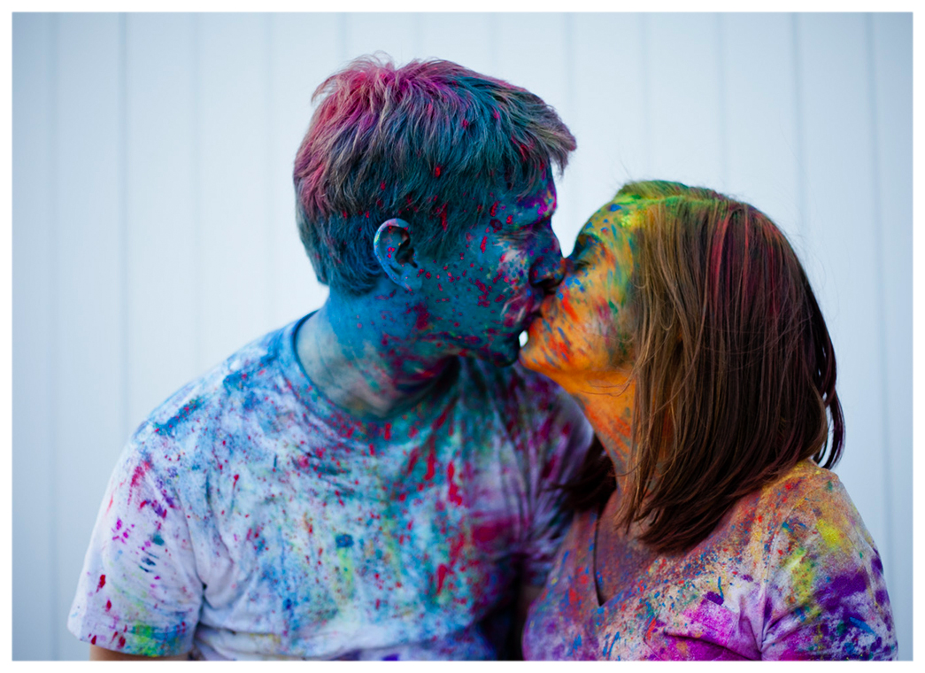 holi festival color powder engagement