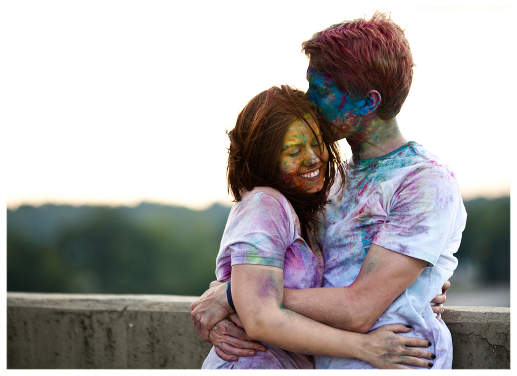 holi festival color powder engagement