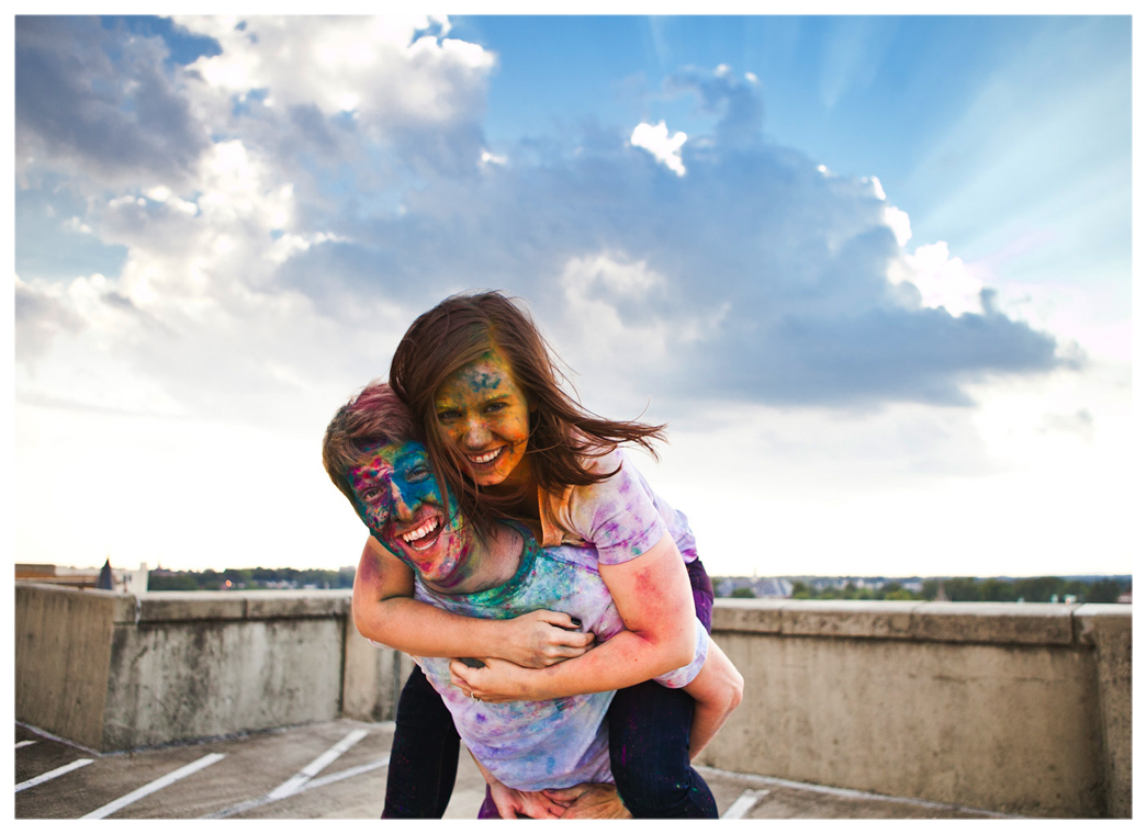 holi festival color powder engagement