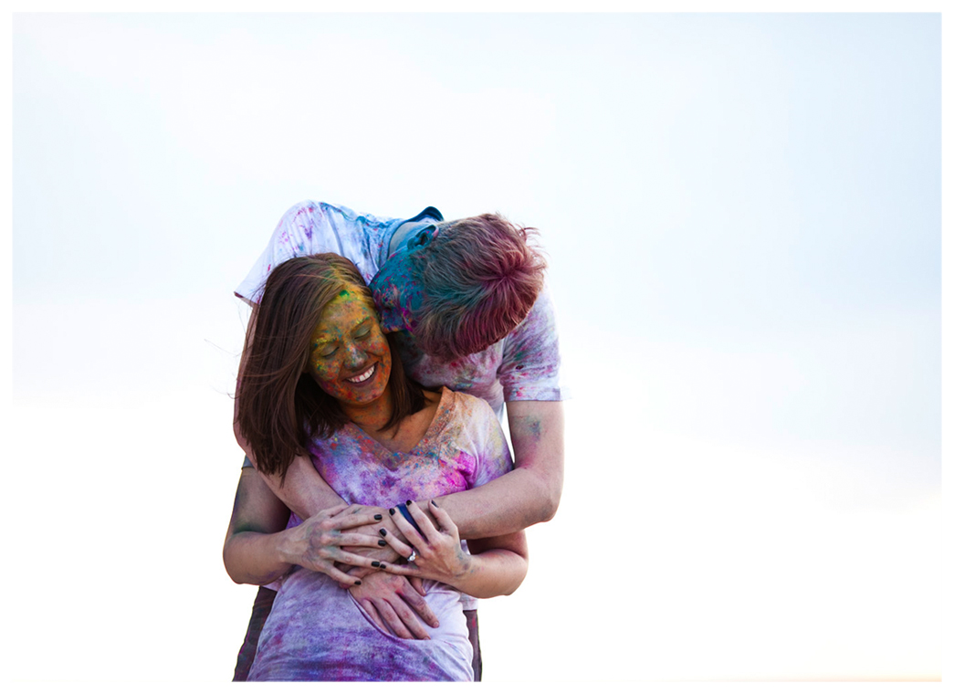 holi festival color powder engagement