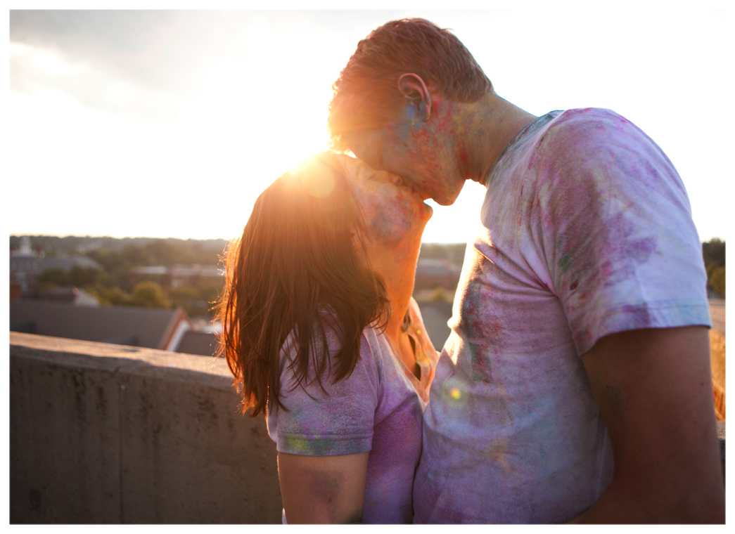 holi festival color powder engagement