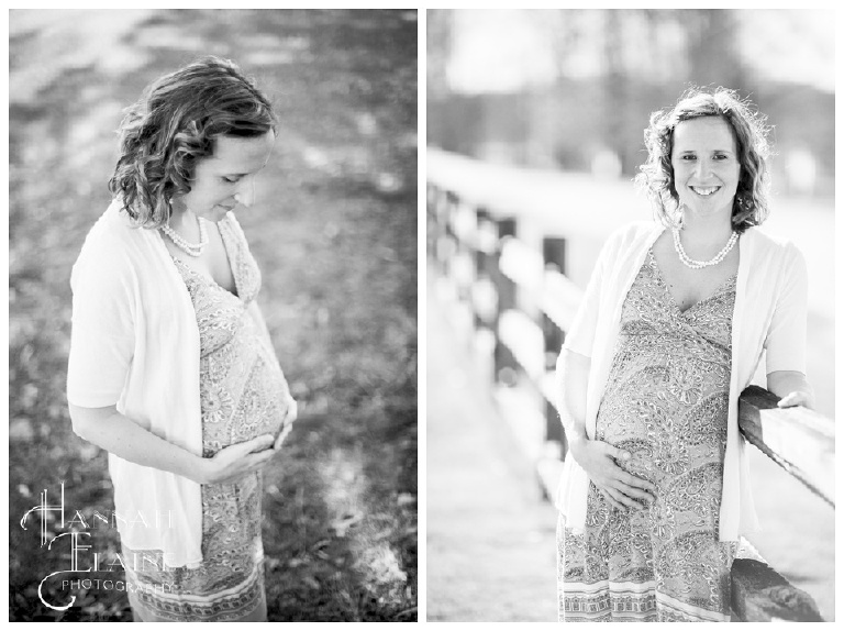 maternity photos in black and white in the spring