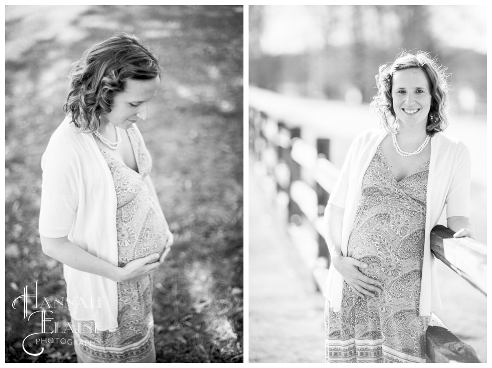 maternity photos in black and white in the spring