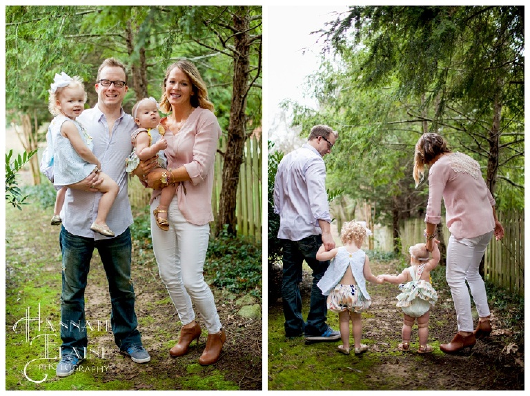 family poses for family portrait in celebration of daughter's first birthday