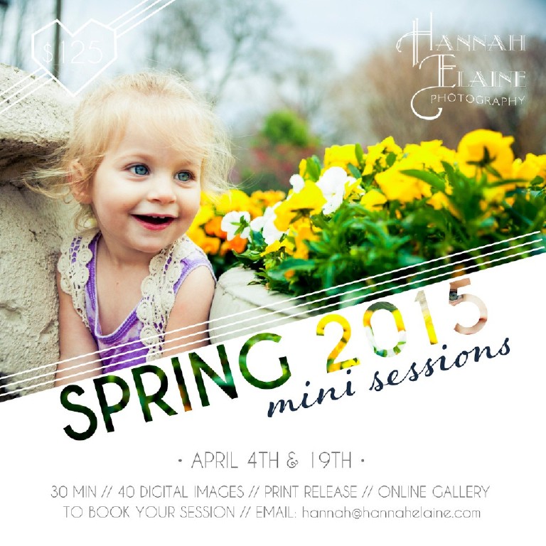 a photo graphic announcing nashville 2015 spring mini sessions