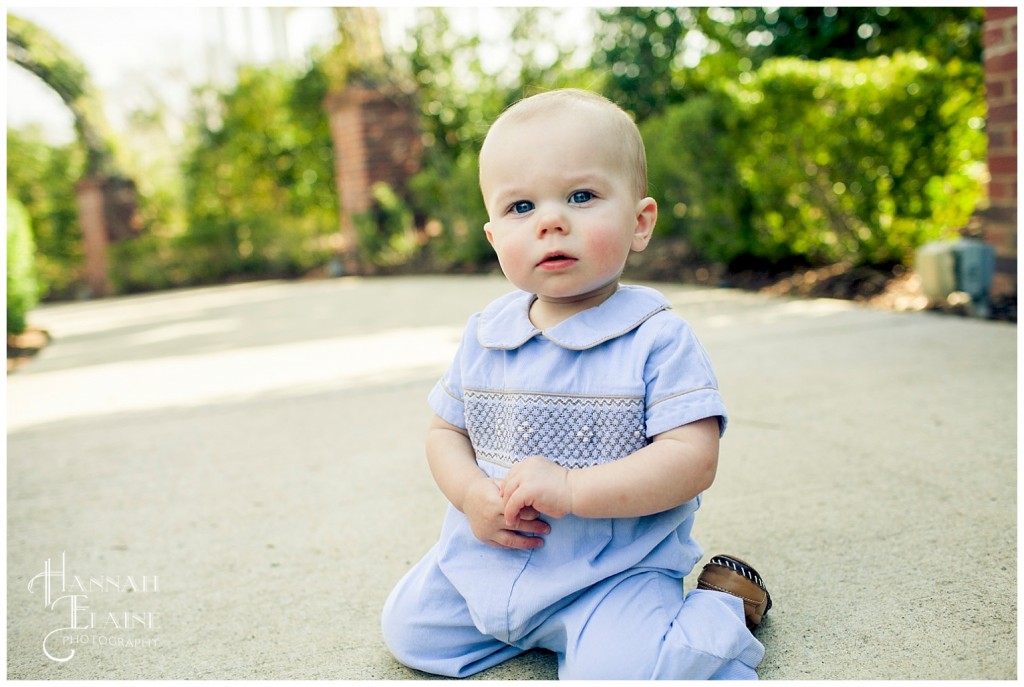 peter pan collar smocked jumper on a boy