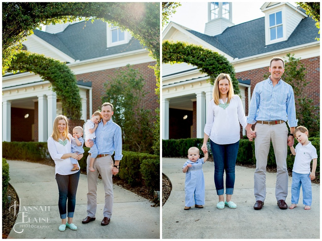 family photos under the green arches at westhaven