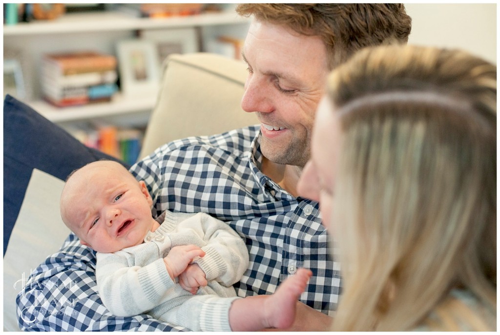 baby unsure of how he feels about family photo time