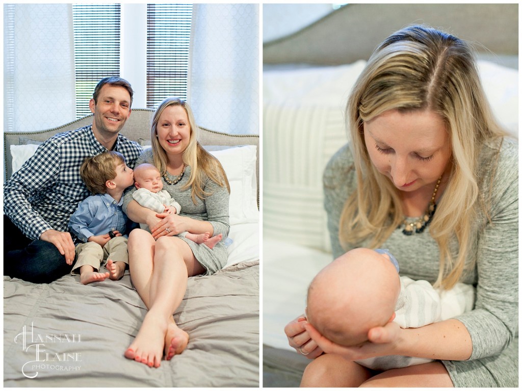 family portraits on the bed