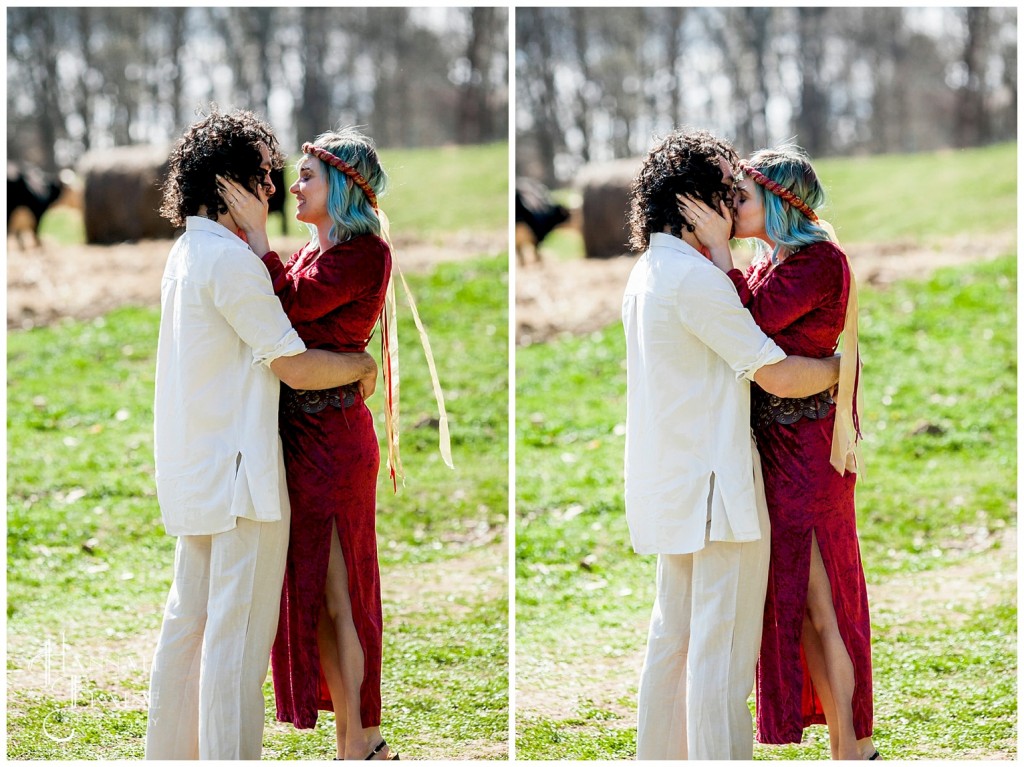 a renaissance themed farm proposal amidst the hay bales