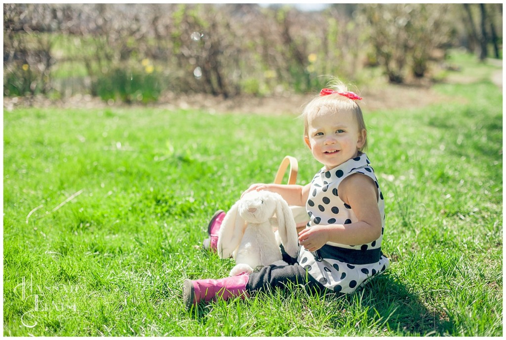 easter basket and bunny and a cute little girl