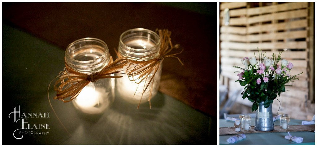 mason jar candle holder and raffia bow