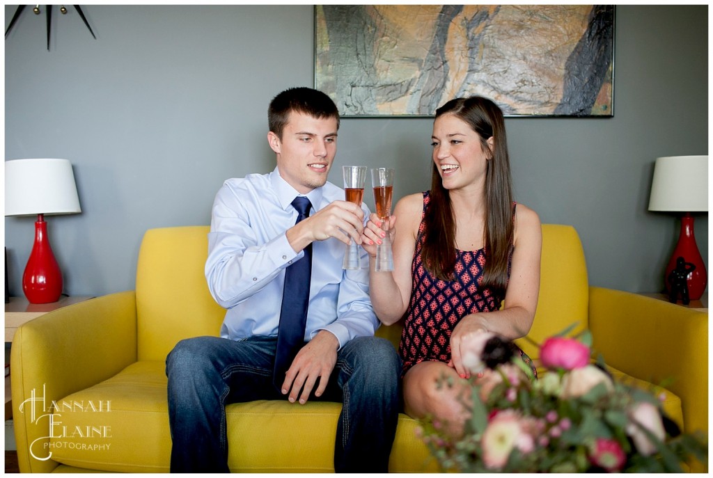 a couple toasts to being newly engaged