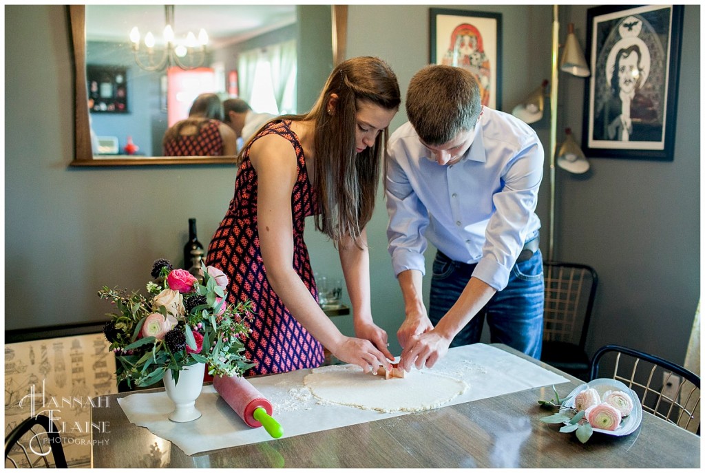 cutting out star shaped biscuits at 60's styled home