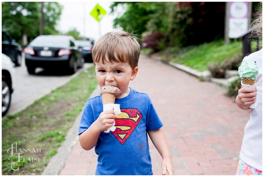 enjoying the best chocolate ice cream from pied piper