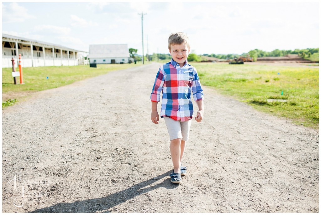 peyton takes a walk to the pond at the farm