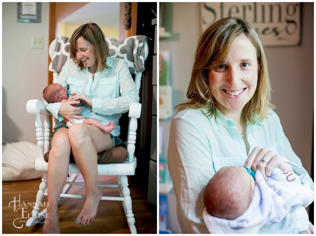 mom holds her newborn baby son