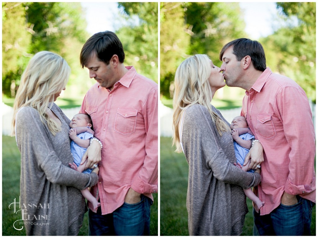 images of mom and dad in the backyard holding baby