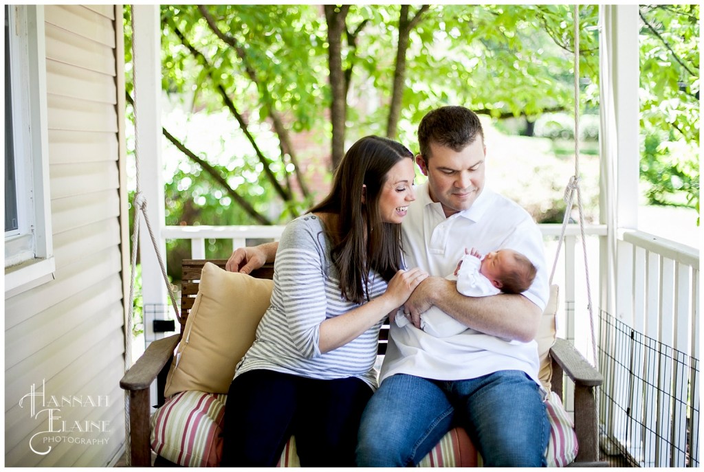 family on the porch swing