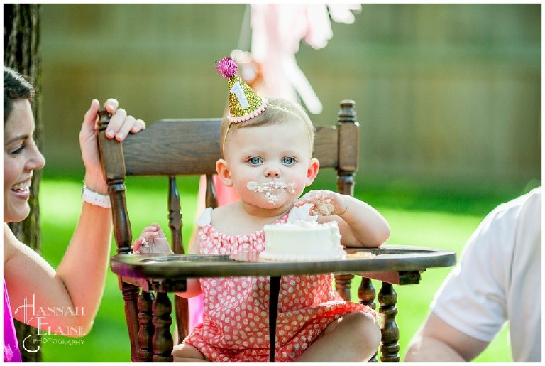 vintage high chair one year old cake smash