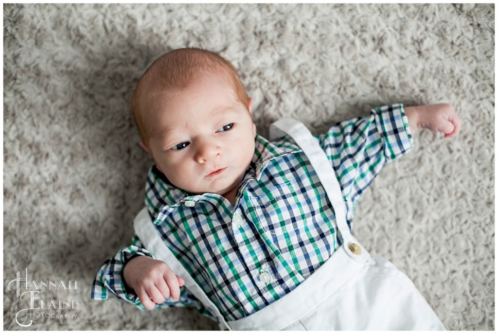 white jumper with plaid shirt