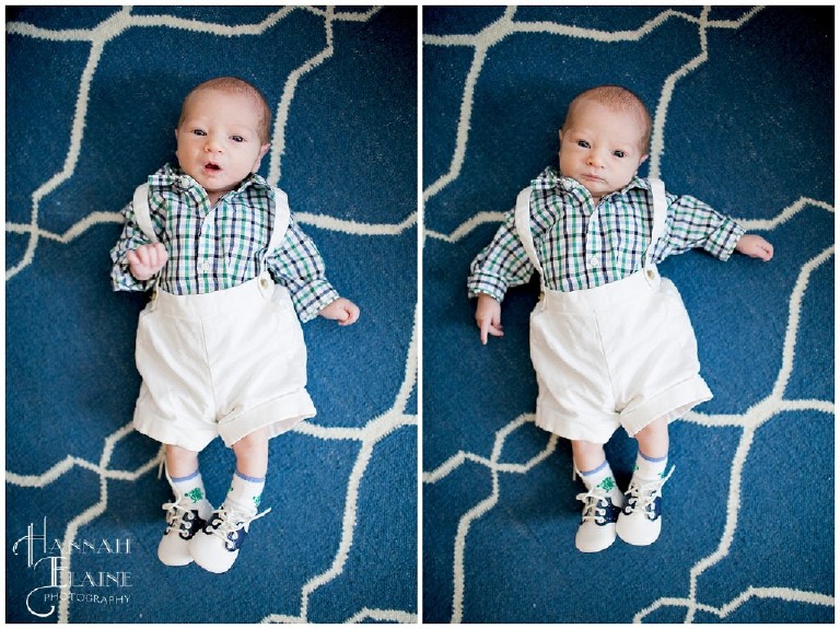 all dressed up for his newborn photos in the living room