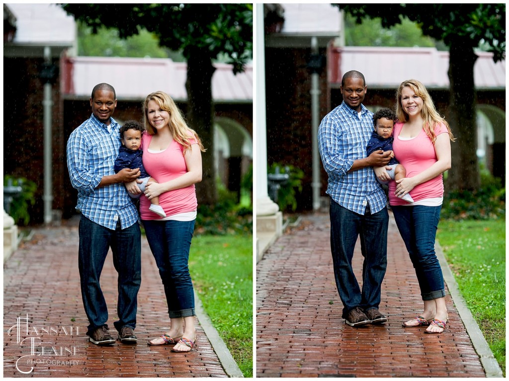 family photos out in the rain at the park