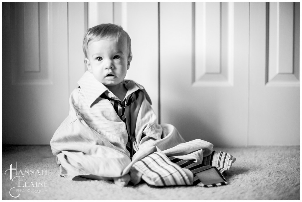 boy in oversized dressed shirt