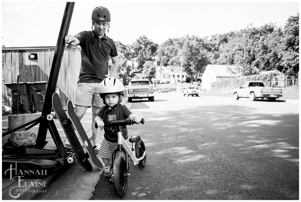 baby girl rides her bike