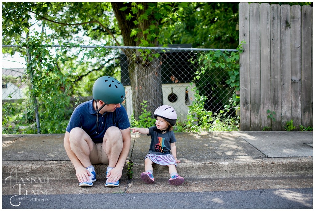 dad and baby girl talk about life on the curb