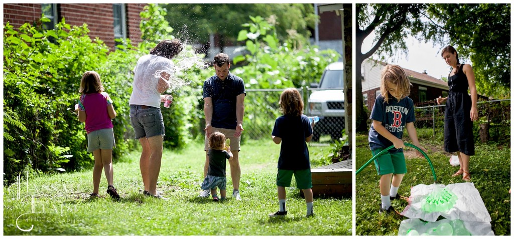 family father's day water balloon fight in 12 south