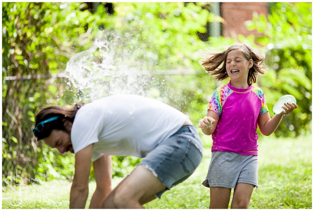 daughter nails dad with water balloon