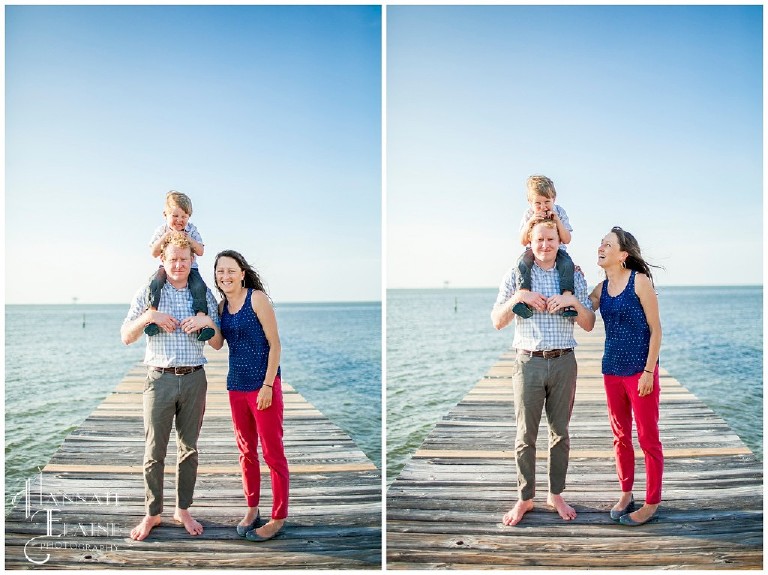 family pics on the dock in mobile bay alabama