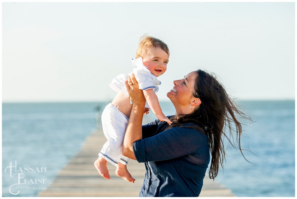 charleston and mommy at the beach overlooking the ocean