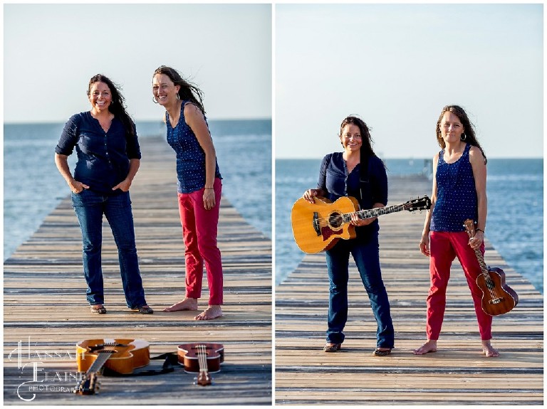 the alathea girls stand on the dock overlooking mobile bay in gulf shores alabama 
