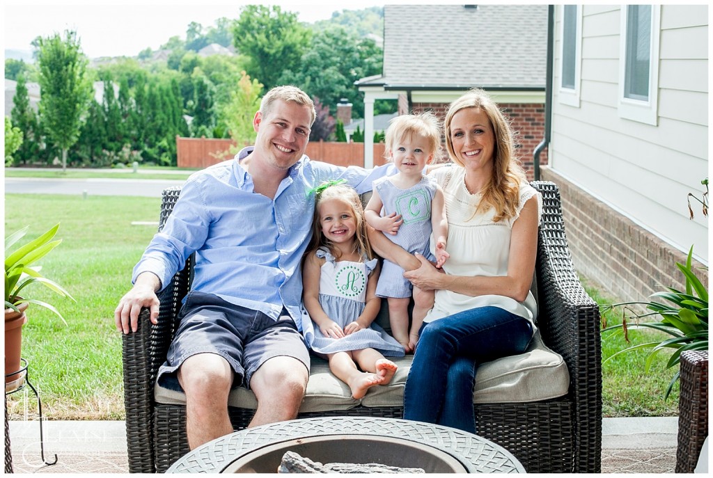 family of 4 poses for son's first bday party