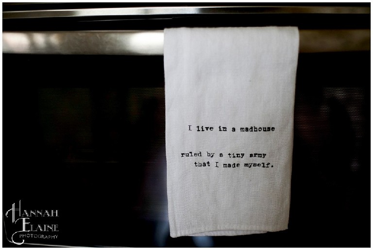 tea towel quote "i live in a madhouse ruled by a tiny army i created myself"