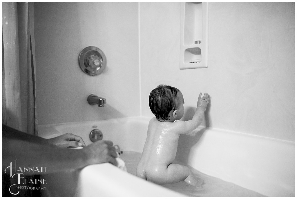 bath time in black and white