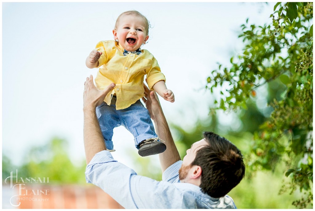 mason's dad throws him up into the air