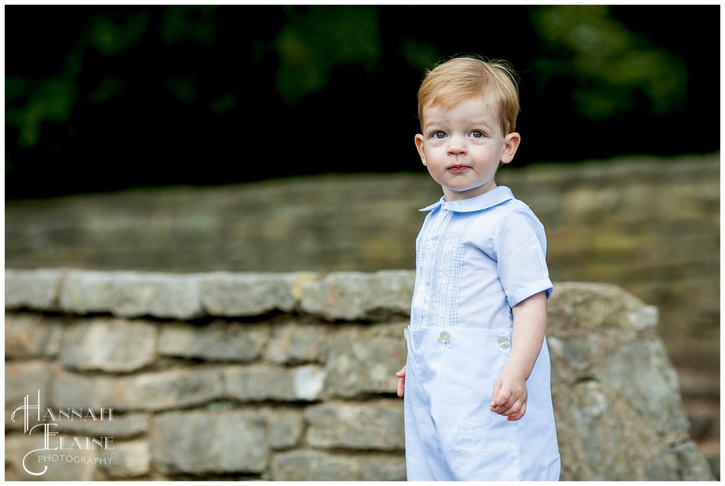 rustic rock wall area for family pics