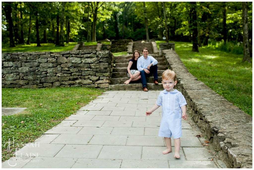 toddler runs away from mom and dad