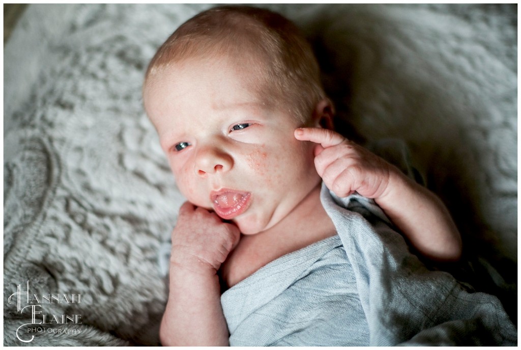 close up of baby wilder with a pensive look