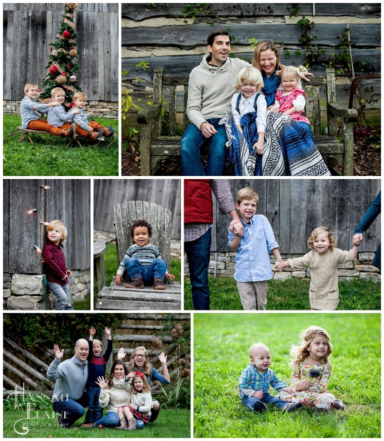 a collage of family and kid photos in leiper's fork tennessee